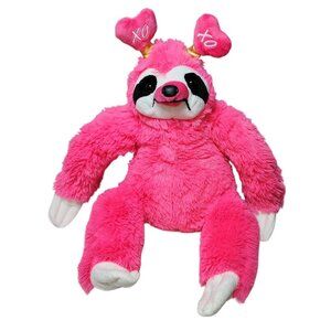 Kellytoy Sloth Plush XOXO Valentine's Day 2017 Hot Pink Love Stuffed Animal 17"